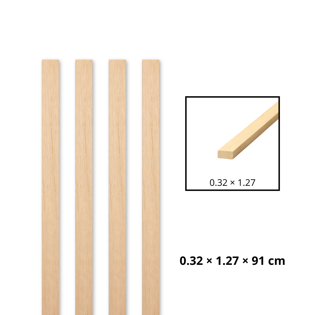 Morris Art Palillo Rectangular Balsa 1/8 _ 1/2 _ 36" (0.32 _ 1.27 _ 91 cm)