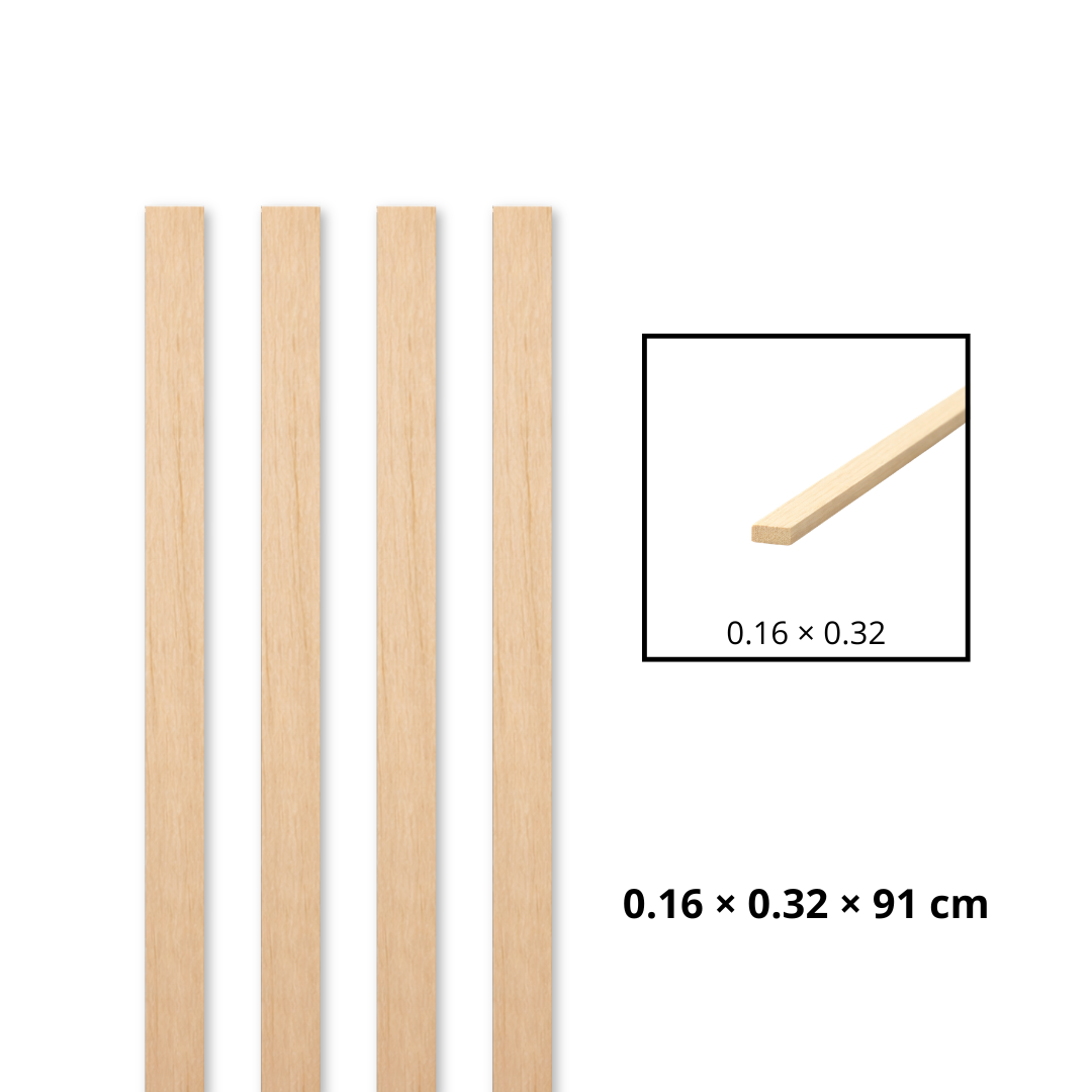Morris Art Palillo Rectangular Balsa 1/16 _ 1/8 _ 36" (0.16 _ 0.32 _ 91 cm)