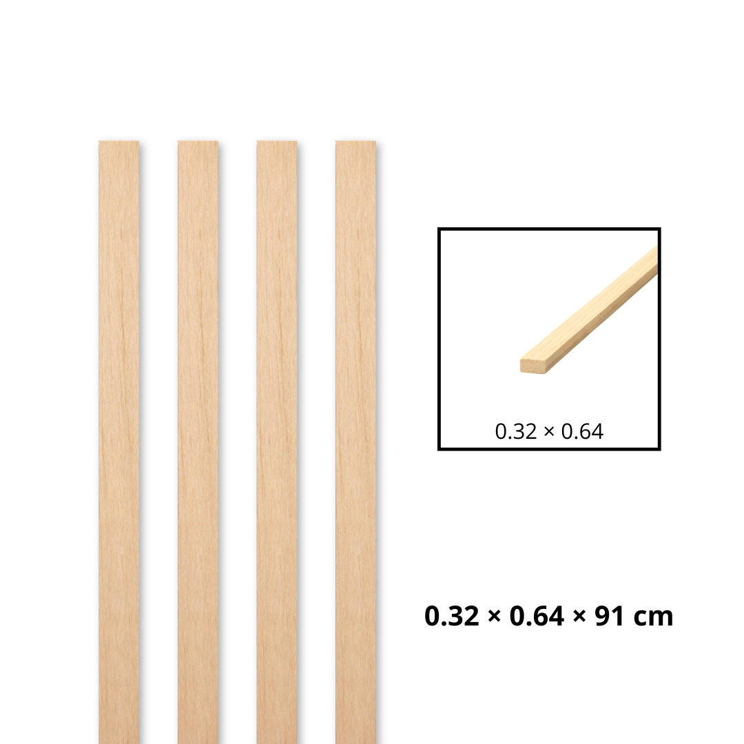 Morris Art Palillo Rectangular Balsa 1/8 _ 1/4 _ 36" (0.32 _ 0.64 _ 91 cm)